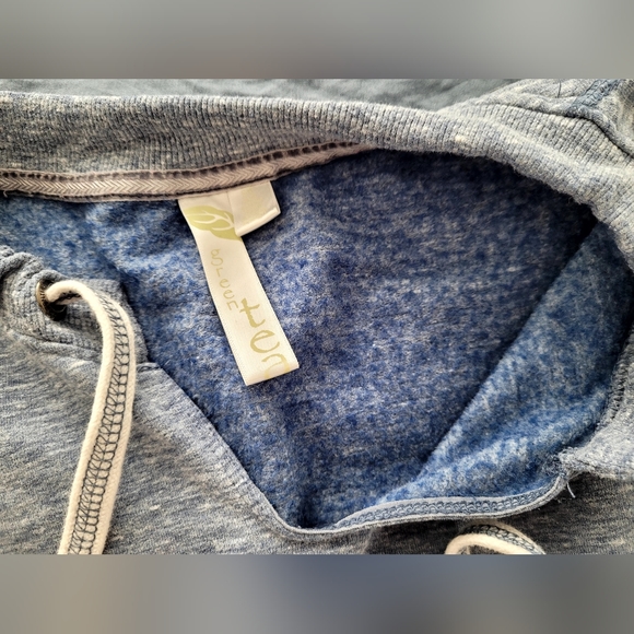 Green Tea Brand Gray Kangaroo Pocket Fleece Pullover with Drawstring Sz Small - Picture 5 of 5